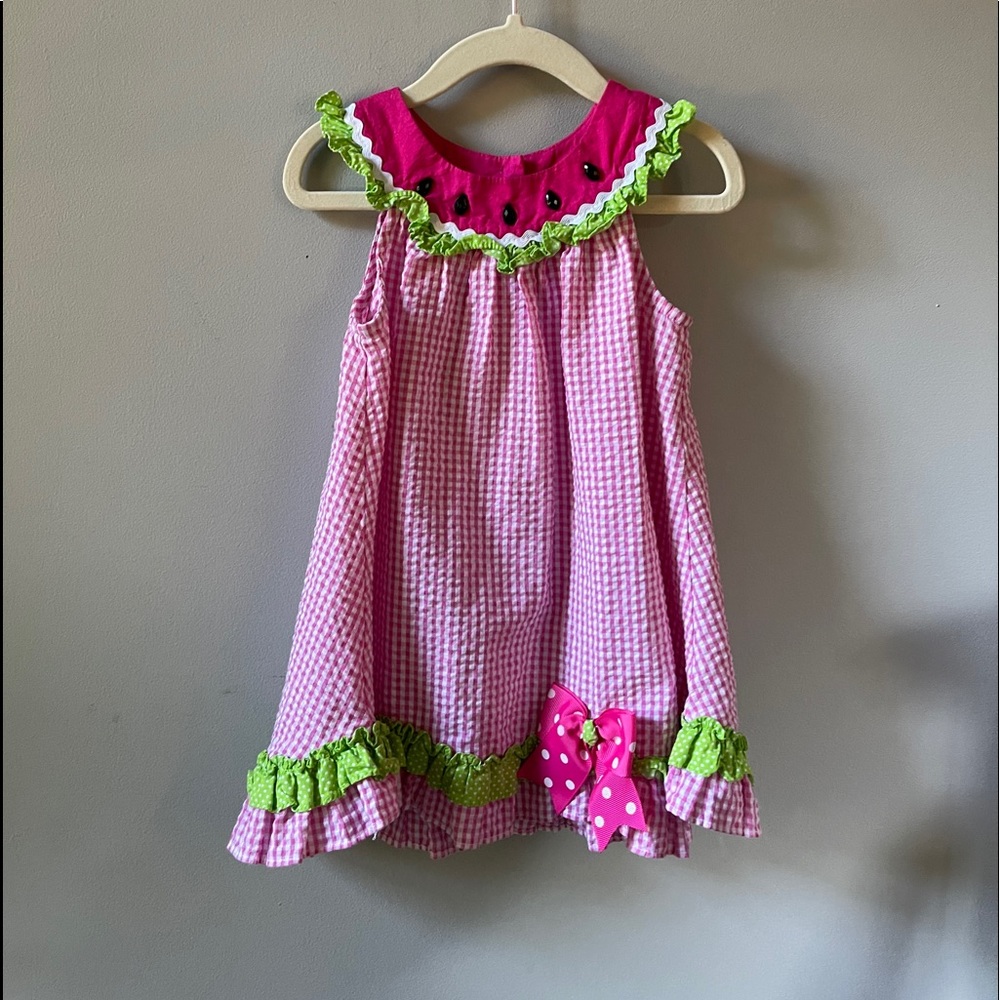 Rare editions watermelon gingham summer dress 2t